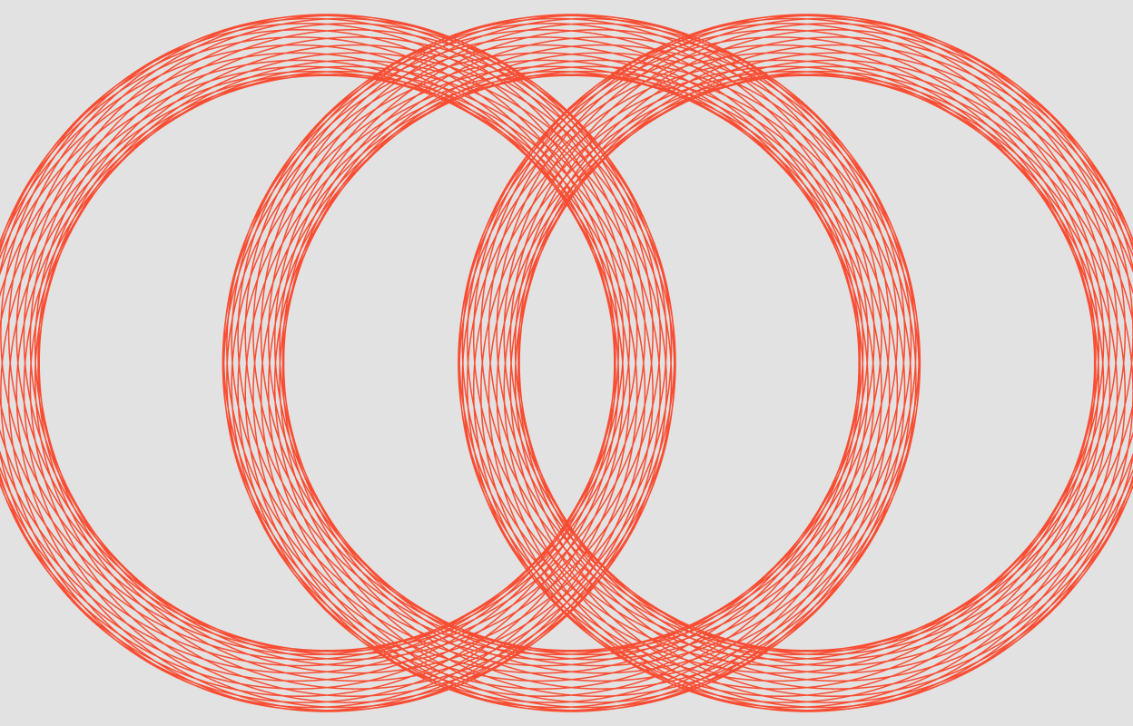 Red circular line graphic on a grey background